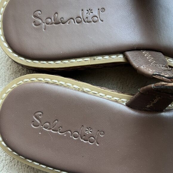 Splendid Goldi Braided Espresso Brown Raffia Sandals Women 9 Platform Wide Strap - Picture 13 of 16